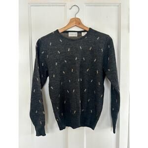 Vintage 100% Wool Charcoal Gray Crewneck Sweater | Womens Pullover